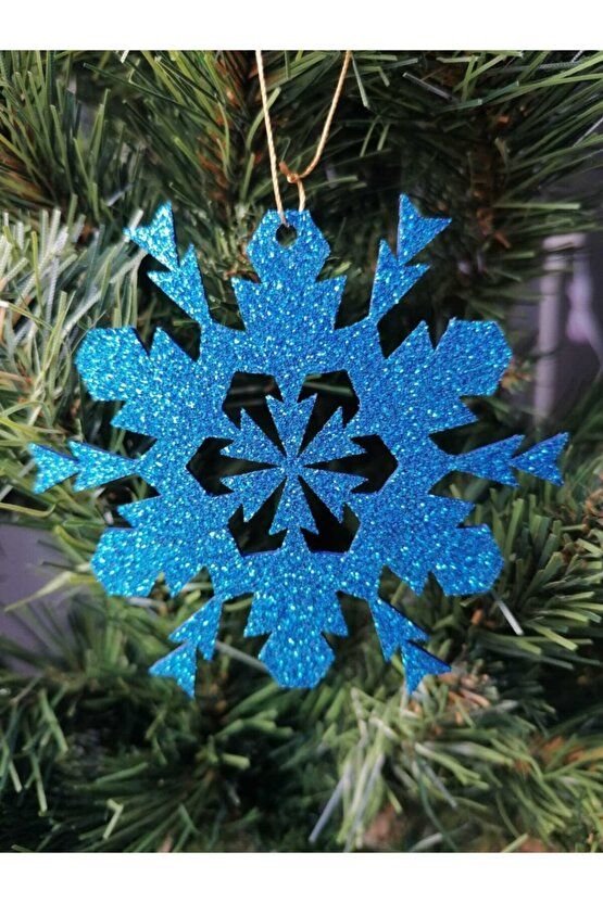 7 Farklı Renkte Kar Tanesi Simli Eva Ağaç Ve Hediye Süsü 8 X 8 cm 28 Li