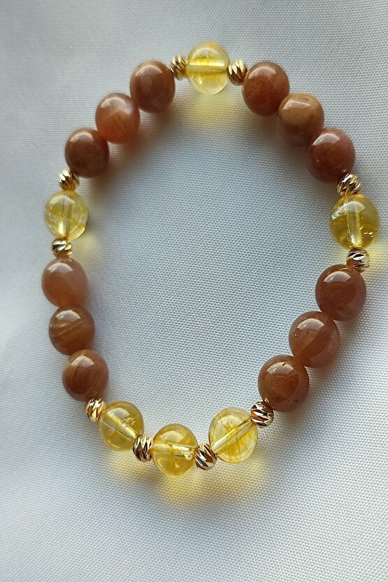 Sertifikalı Güneş Taşı, Sitrin Doğaltaş Bileklik