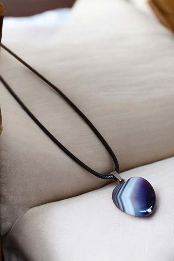 Akik Kolye Hediyelik Eşya Sevgili Kolye Sevgiliye Özel Hediye Büyük Boy Mavi Mor Beyaz Akik