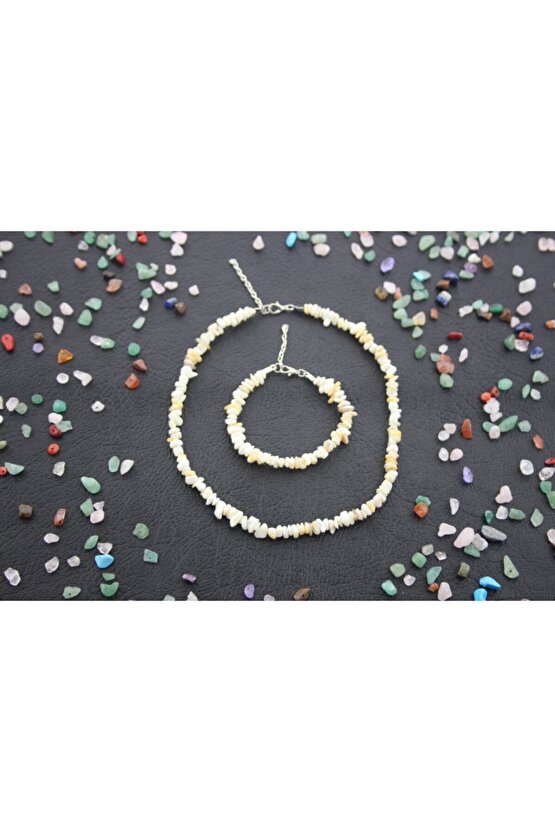 Sedef Doğal Kırıktaş Kolye Bileklik