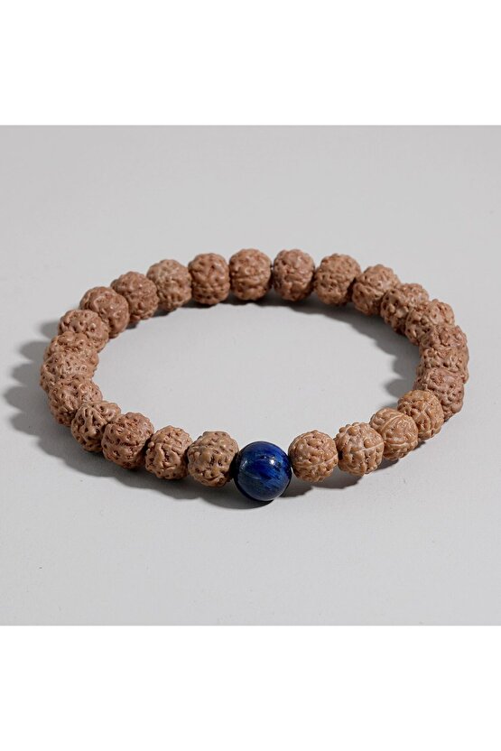 Doğaltaş Rudraksha - Lapis Lazuli Bileklik 8mm