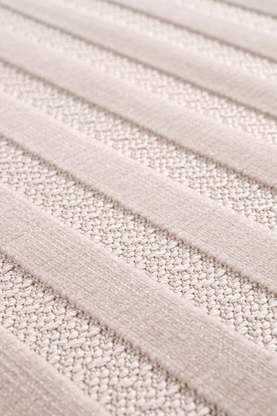 Kadife Bambu Dokuma Modern Kaymaz Salon Halısı Mutfak Halısı Koridor Halısı Yolluk Çizgi Bej