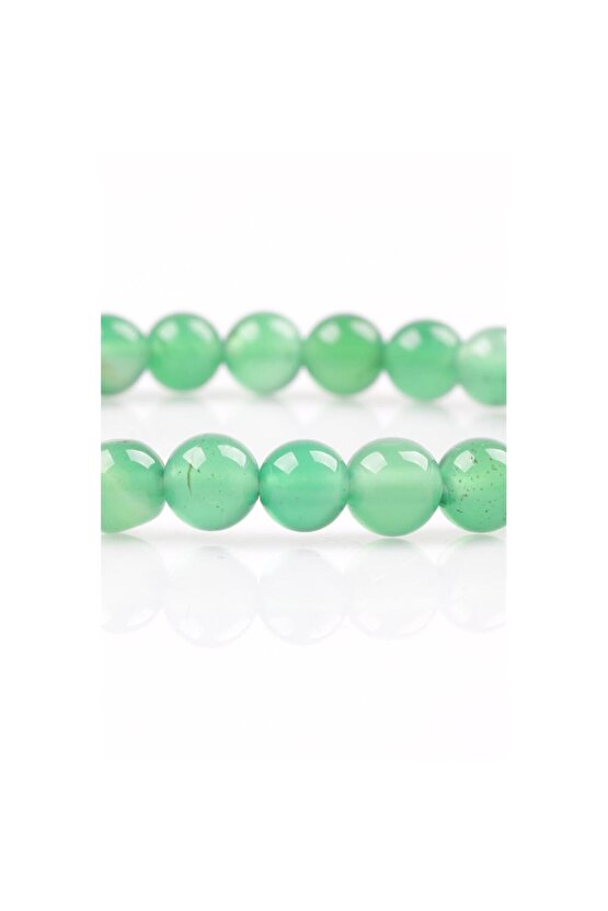 Yeşil Akik Doğal Taş Bileklik 6 mm Küre Kesim