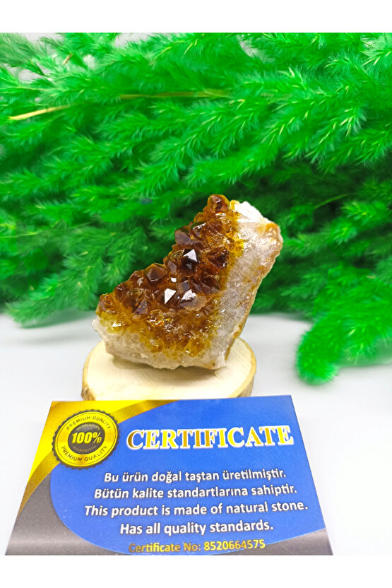 SİTRİN DOĞAL TAŞ STANDLI (SERTİFİKALI)(160 GRAM)