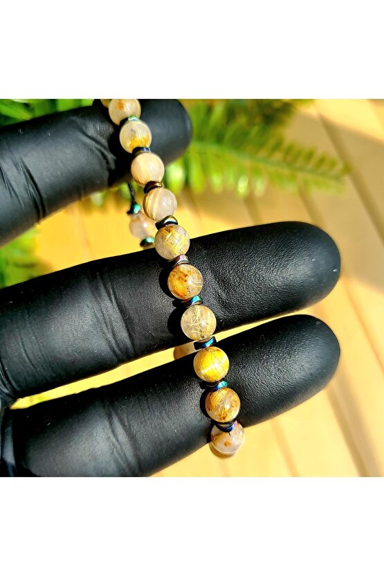 Altın Rutil Kuvars - Altın Rutilli Kuvars Doğal Taş Bileklik (el Yapımı Tasarım Ürünler)