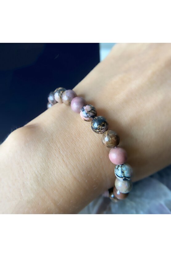 Rodonit Doğal Taş Bileklik, AAA Orijinal Rodonit Taşı Bileklik