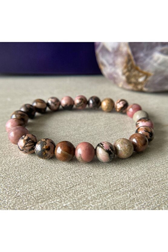 Rodonit Doğal Taş Bileklik, AAA Orijinal Rodonit Taşı Bileklik