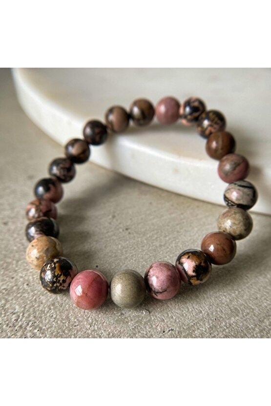 Rodonit Doğal Taş Bileklik, AAA Orijinal Rodonit Taşı Bileklik