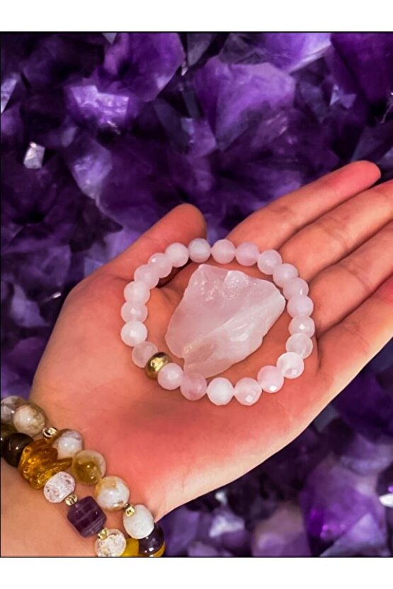 Pembe Kuvars 8mm Elmas Kesim Ham Taş