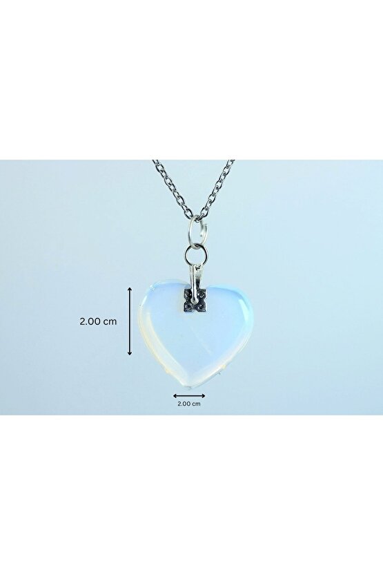 Taş Mabeti Opalit Kalp Taş Kolye