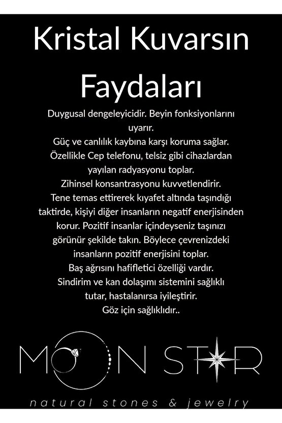 Kalp Şekilli Kristal Kuvars Doğal Taş Kolye