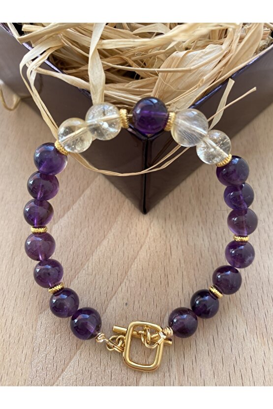 Doğal Taş Bileklik (AMETİST VE SİTRİN TAŞI)