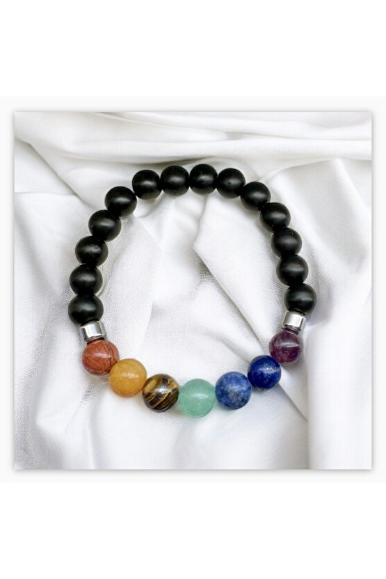 7 Çakra Doğaltaş Bileklik , Enerji , El Yapımı 7’li Çakra Bileklik