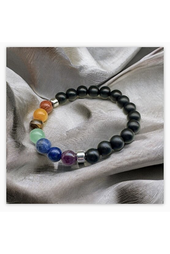 7 Çakra Doğaltaş Bileklik , Enerji , El Yapımı 7’li Çakra Bileklik