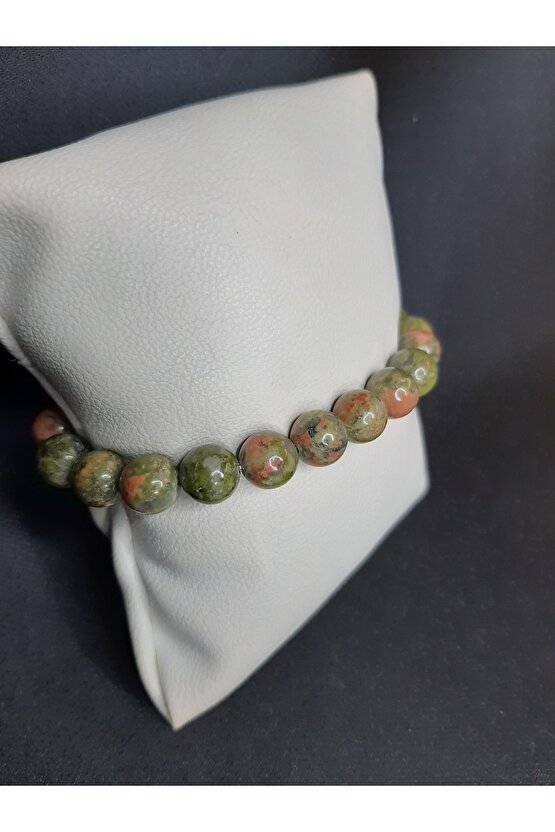 Yeşil Kahve Tonlarında Unakit Taşı Tarz Bileklik Unisex