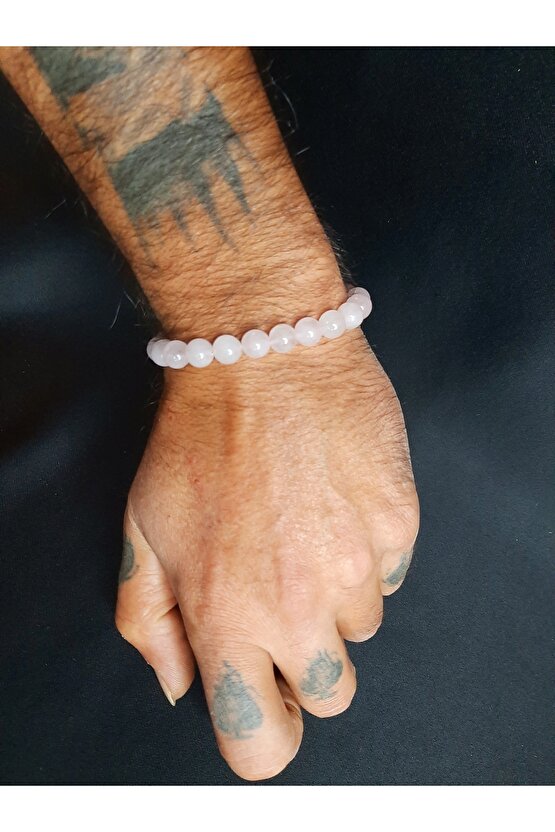 Pudra Pembesi Opsidyen Taşı Bileklik (Doğal taş)