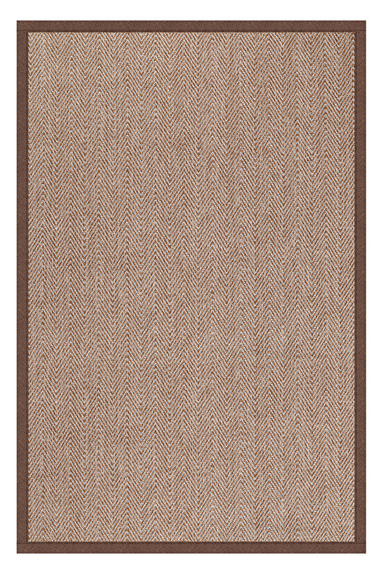 0408-Kahve Kumaş Bordür Sisal Halı Kilim Hav Toz Vermez Kolay Temizlenen Hasır Kilim