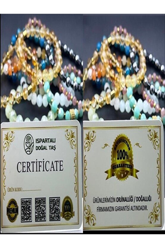 Sertifikalı 5a Kalite Terahertz Doğal Taş Faset Kesim Bileklik (8 Mm )