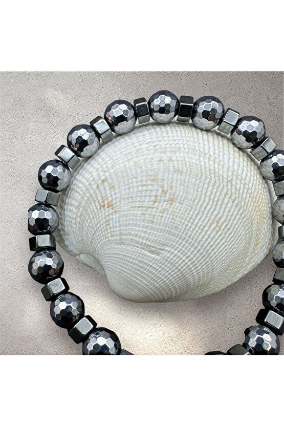 Sertifikalı 5a Kalite Terahertz Doğal Taş Faset Kesim Bileklik (8 Mm )