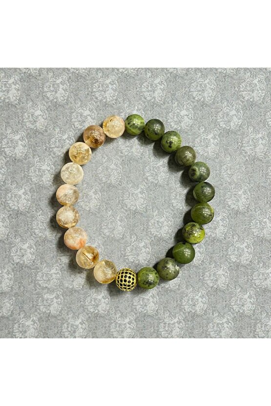 AuraStone Sitrin - Yeşim Doğal Taş 10mm Bileklik