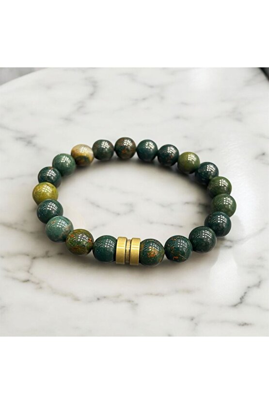 AuraStone Yosun Akik Doğal Taş Koyu 10mm Bileklik