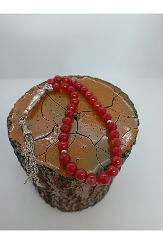 DOĞALTAŞ TESPİH  OSMANLI KIRMIZI AKİK TAŞI TESPİH -1039