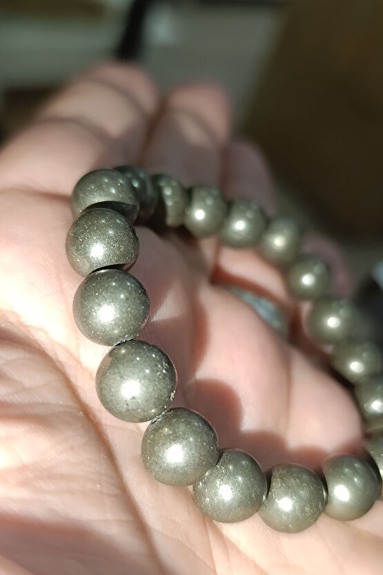 Pirit Taşı 10 mm Natural Doğaltaş Bileklik
