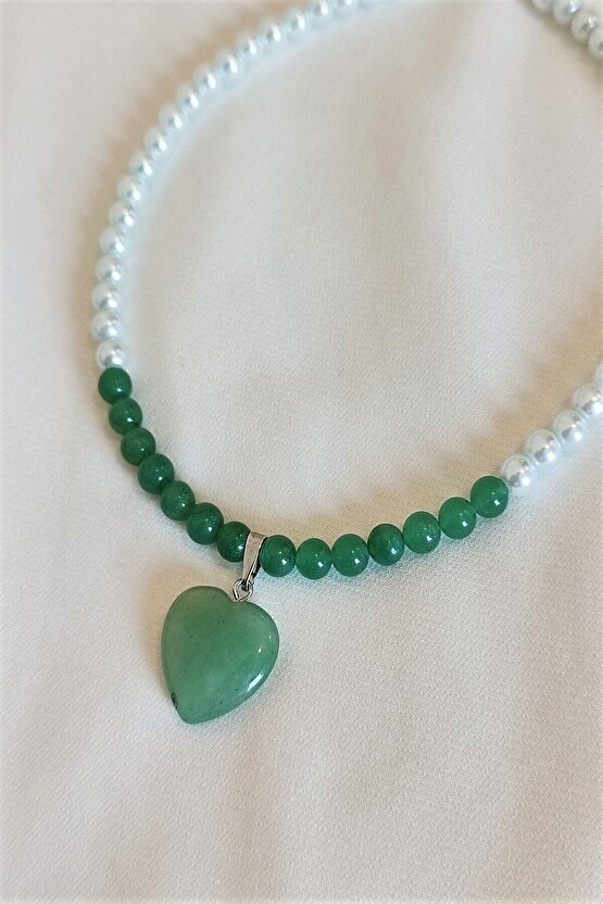 6 Mm Aventurin, Cam Inci Doğaltaş Choker Kolye