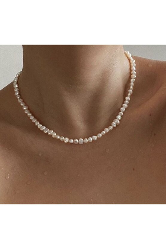 Gerçek Kültür Incisi Barok Inci Kolye, Doğal Tatlı Su Incisi Kolye, Altın Kaplama Doğal Inci Kolye