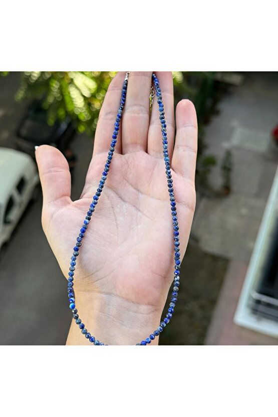 Doğal Lapis Lazuli Taşı Faset Kesim Kolye 3 mm