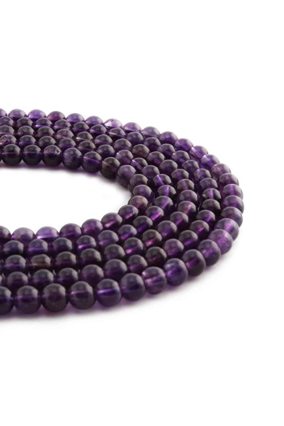 Ametist Doğal Taş Parlak Küre Kesim 4mm Dizi [Ab+]