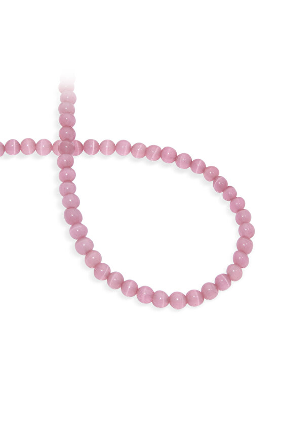 Kedi Gözü Doğal Taş Parlak Pembe Küre Kesim 6mm Dizi [B+]