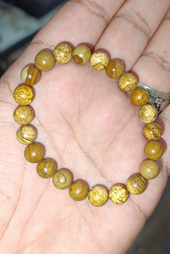 Odun Jasper Taşı 8 mm Natural Doğaltaş Bileklik