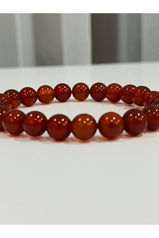 Kırmızı Akik Doğal Taş Bileklik Hediyelik Unisex Bileklik Stres Cesaret ve Odaklanma Taşı