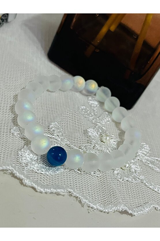 Parlak Reflektörlü Karanlıkta parlayan , Lapis Doğal Taş kombinli bileklik . Hediyelik Bileklik