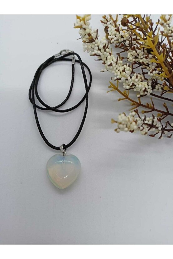 Opal Aytaşı Kolye Kalp Şeklinde Doğaltaş Kolye