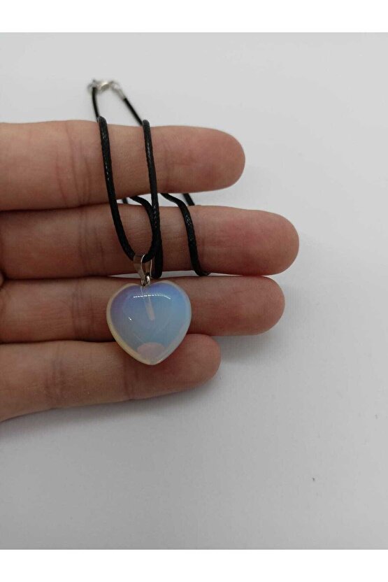 Opal Aytaşı Kolye Kalp Şeklinde Doğaltaş Kolye