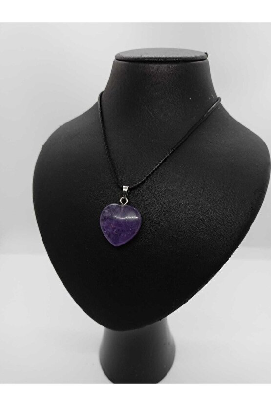 Ametist Taşı Kolyekalp Şeklinde Doğaltaş Kolye