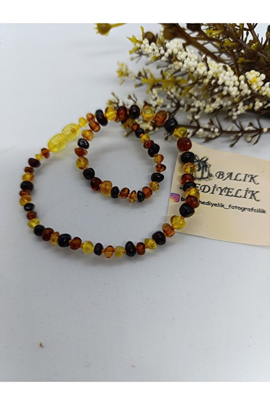 Çocuk Kehribar Kolye (Organik Şifa Taşı) 32 cm -1034