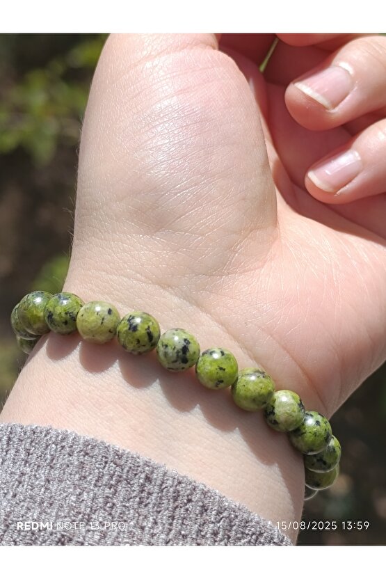 Yaşil Benekli Kuvars Doğaltaş Kadın ve Erkek Bileklik