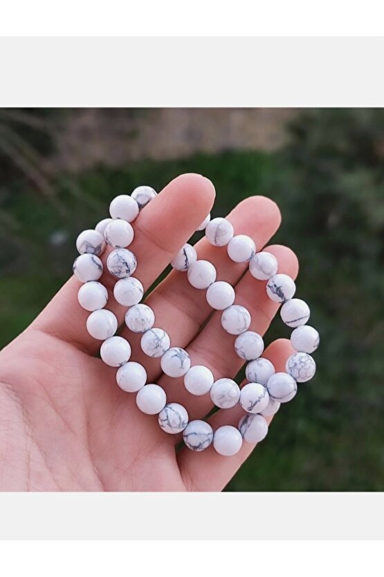 Rahat uyku için şifalı howlit taşı havlit 100%100 doğal taş -elastik ipli