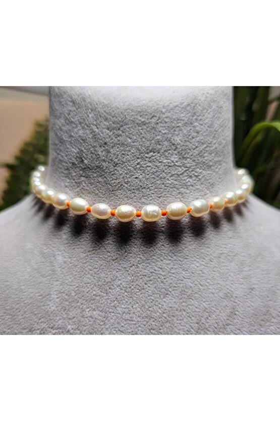 İnci Doğal Taş Halhal - Turuncu ( Küçük ) - 1 Adet ( El Yapımı Tasarım Ürünler )