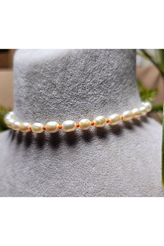 İnci Doğal Taş Halhal - Turuncu ( Küçük ) - 1 Adet ( El Yapımı Tasarım Ürünler )