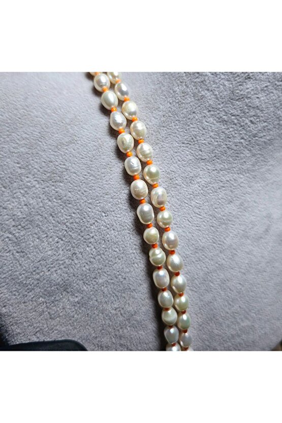 İnci Doğal Taş Halhal - Turuncu ( Küçük ) - 1 Adet ( El Yapımı Tasarım Ürünler )