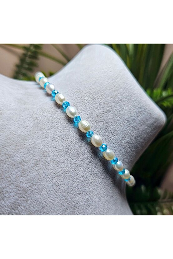 İnci Doğal Taş Halhal - Turkuaz - 1 Adet ( El Yapımı Tasarım Ürünler )