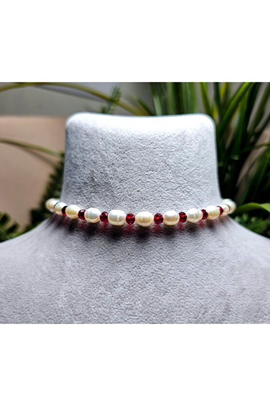 İnci Doğal Taş Halhal - Yakut Kırmızı - 1 Adet ( El Yapımı Tasarım Ürünler )