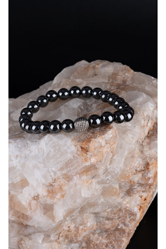 Unisex Hematit Stres Denge Ve Baş Dönmesi Doğaltaş Hediyelik Bileklik