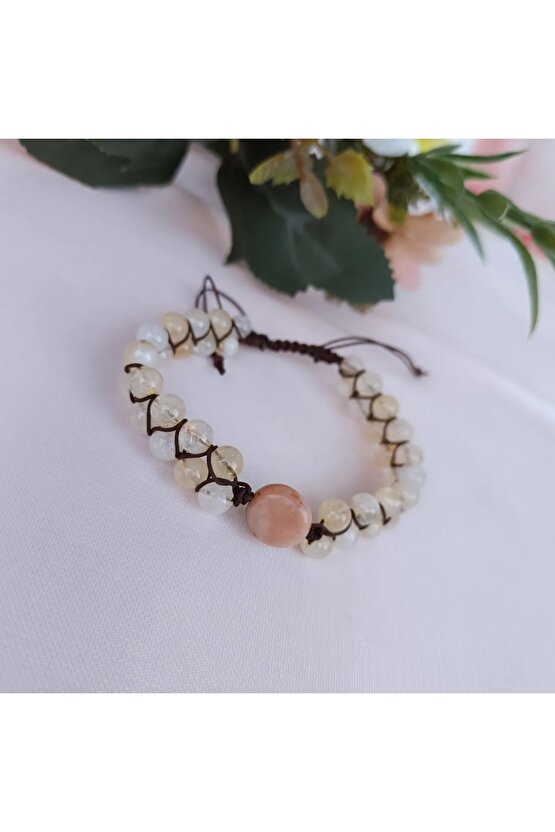 Doğal Taş Sitrin Taşı(PARA MIKNATISI)bileklik