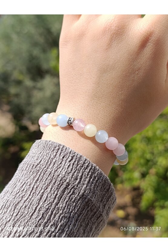 Soft Renklerde Kuvars Doğaltaş Bileklik