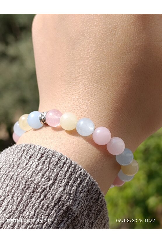 Soft Renklerde Kuvars Doğaltaş Bileklik